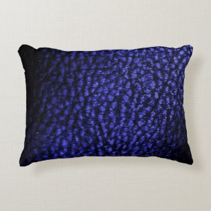 Faux Warm Navy Blue Metallic Leather Decorative Cushion