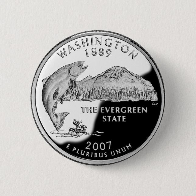 Faux Washington State Quarter 6 Cm Round Badge (Front)