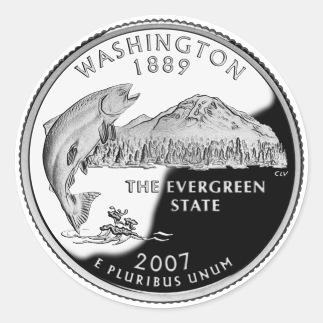 Faux Washington State Quarter Classic Round Sticker (Front)
