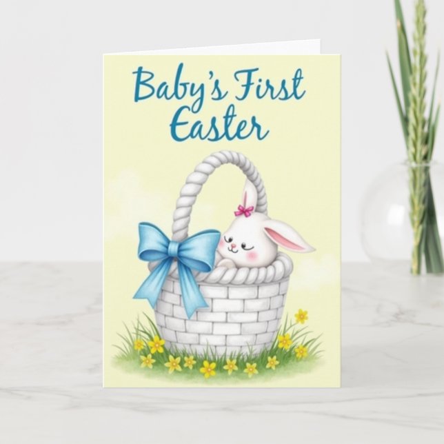 Faux Watercolor Rabbit Card (Front)