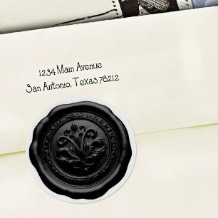 Faux Wax Envelope Seal Style 4 Black Sticker