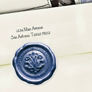 Faux Wax Envelope Seal Style 4 Blue 6 Sticker