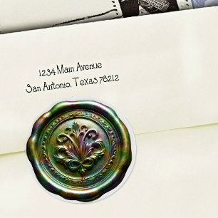 Faux Wax Envelope Seal Style 4 Green 23 Sticker