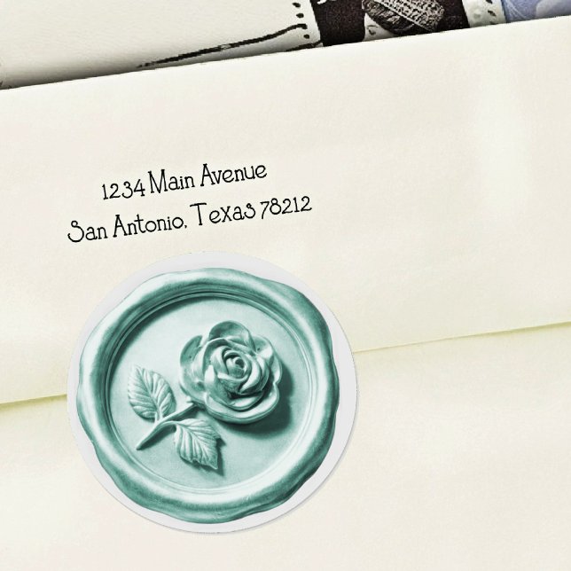 Faux Wax Seal Aqua Rose 2 Deep Impression (Creator Uploaded)