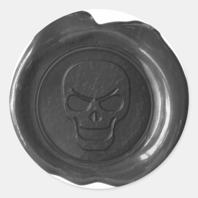 Faux Wax Seal - Black - Skull 01 (Front)