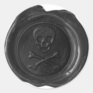 Faux Wax Seal - Black Skull & Crossbones -