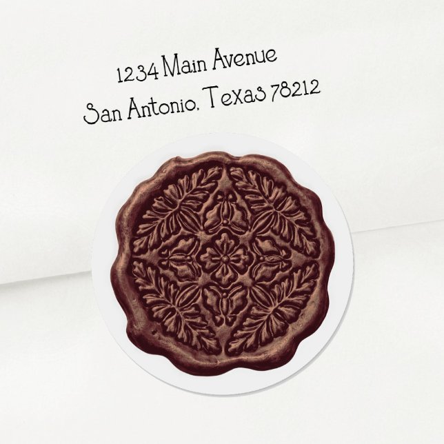 Faux Wax Seal, Brown Classic Round Sticker (Creator Uploaded)