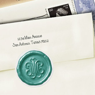 Faux Wax Seal Deep Impression Teal Blue 
