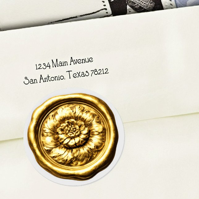 Faux Wax Seal Gold Peony Deep Impression (Creator Uploaded)