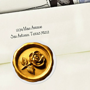 Faux Wax Seal Gold Rose 2 Deep Impression