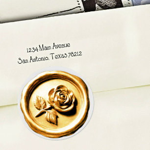 Faux Wax Seal Gold Rose 2 Deep Impression