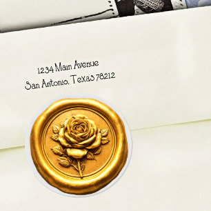 Faux Wax Seal Gold Rose Deep Impression