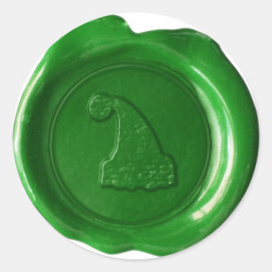 Faux Wax Seal - Green - SANTA HAT