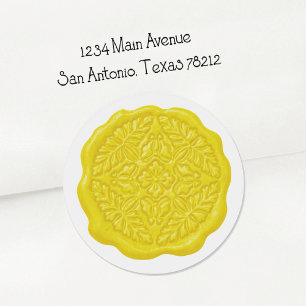 Faux Wax Seal, Lemony Yellow Classic Round Sticker