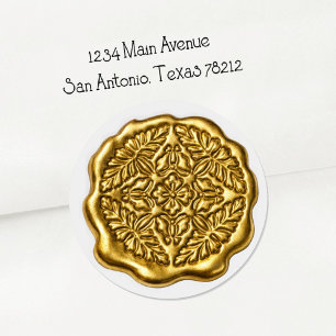 Faux Wax Seal, Light Gold Classic Round Sticker