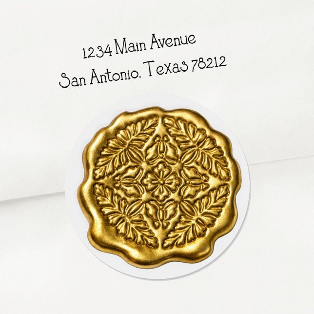 Faux Wax Seal, Light Gold Classic Round Sticker (Creator Uploaded)