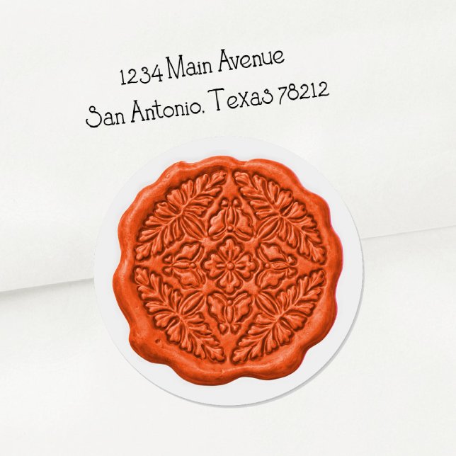 Faux Wax Seal, Orange Classic Round Sticker (Creator Uploaded)