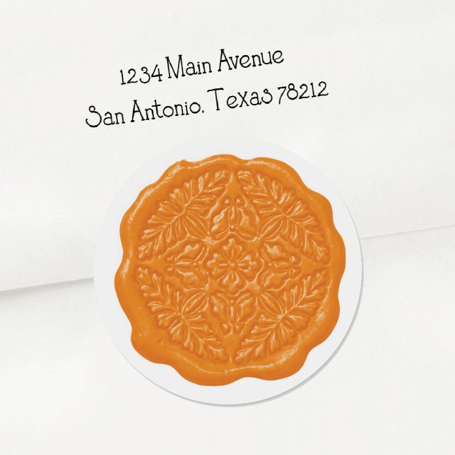 Faux Wax Seal, Orange Classic Round Sticker (Creator Uploaded)
