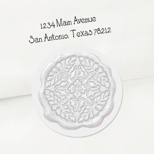 Faux Wax Seal, Pale Grey Classic Round Sticker