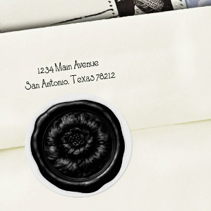 Faux Wax Seal Peony Black