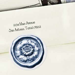 Faux Wax Seal Peony Blue