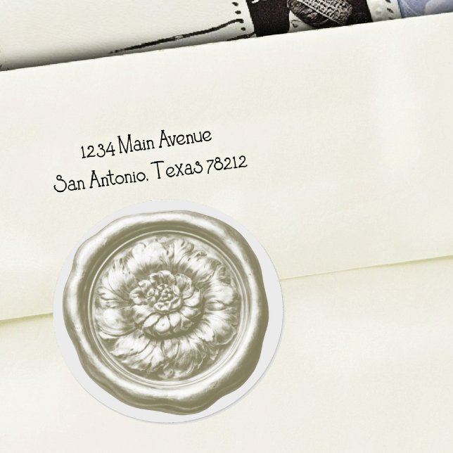 Faux Wax Seal Peony Deep Impression Warm Grey (Creator Uploaded)