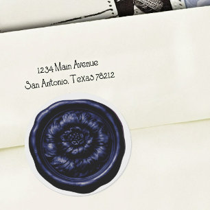 Faux Wax Seal Peony Navy blue