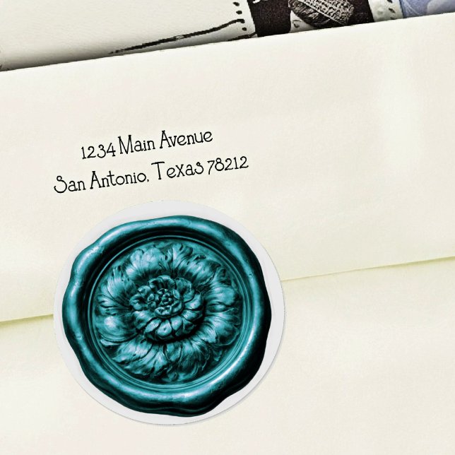 Faux Wax Seal Peony Teal (Creator Uploaded)
