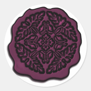 Faux Wax Seal, Plum Classic Round Sticker