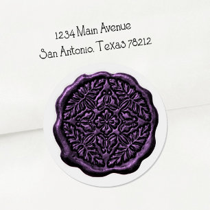 Faux Wax Seal, Plum Purple Classic Round Sticker