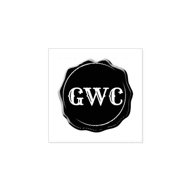 Faux Wax Seal Print Monogram Custom Rubber Stamp (Imprint)