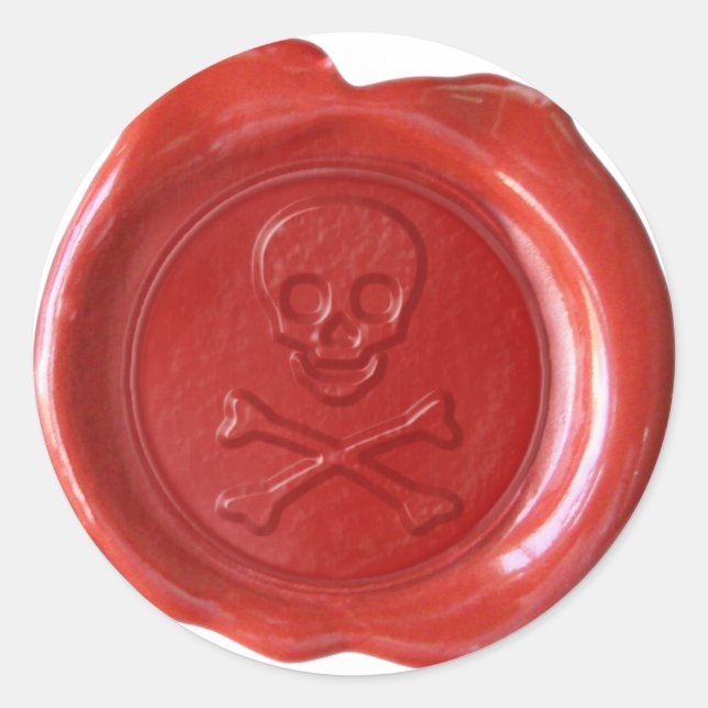 Faux Wax Seal - Red Skull & Crossbones - (Front)