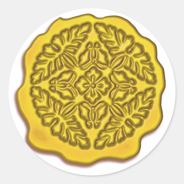 Faux Wax Seal, Yellow Classic Round Sticker (Front)