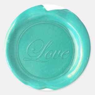 Faux Wax Seals - Blue Teal Script - Love