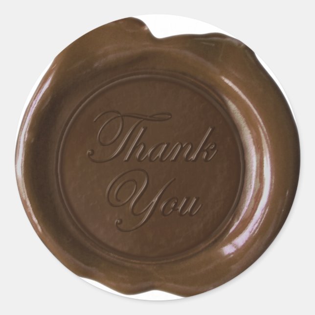Faux Wax Seals - Dark Chocolate Script - Thank You (Front)