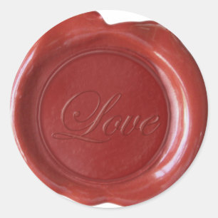 Faux Wax Seals - Dark Red Script - Love