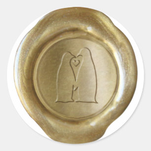 Faux Wax Seals - Gold - Custom - Penguin Love