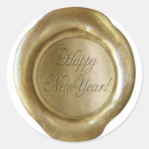 Faux Wax Seals - Gold Script - Happy New Year