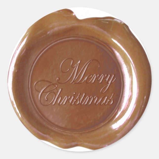 Faux Wax Seals - Lt Brown Script - Merry Christmas (Front)