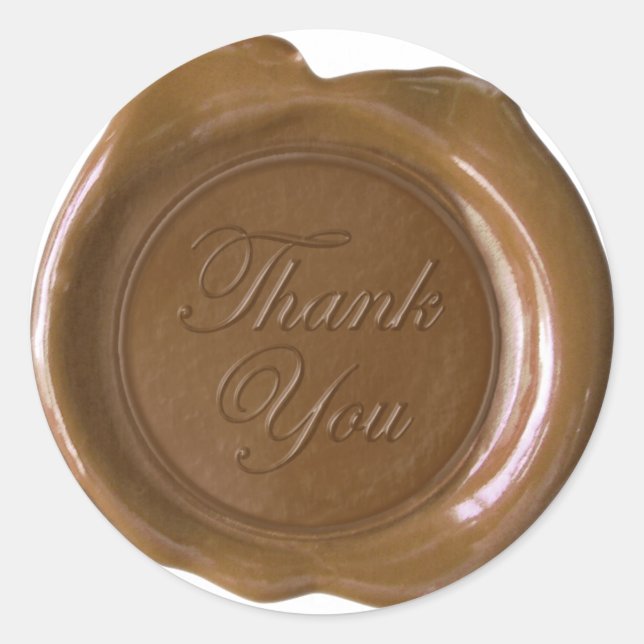 Faux Wax Seals - Milk Chocolate Script - Thank You (Front)