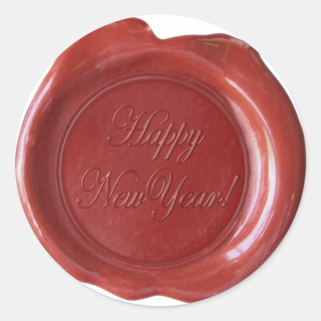 Faux Wax Seals - Red Script - Happy New Year (Front)