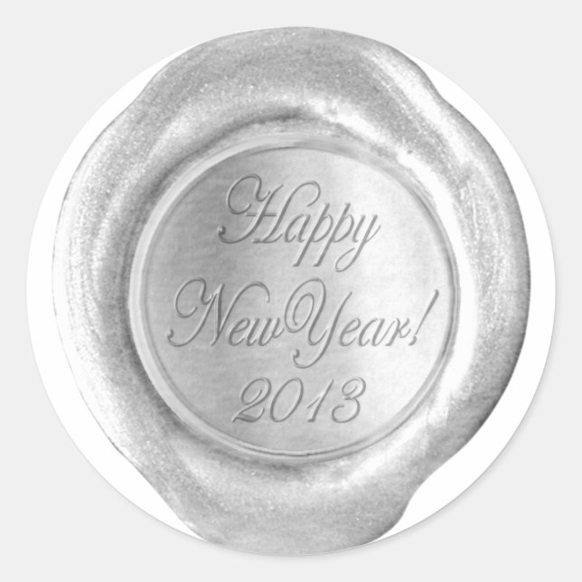 Faux Wax Seals - Silver Script - HappyNewYear 2013 (Front)
