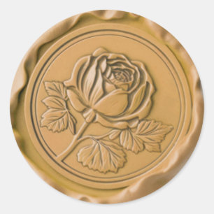 Faux Wax Stamp Envelope Seal Gold Rose Flower