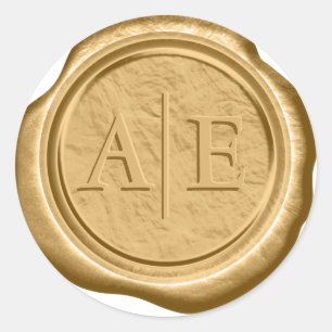Faux Wax Wedding Initials Dark Gold ID867 Classic Round Sticker
