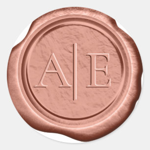 Faux Wax Wedding Initials Dk Terra Cotta ID919 Classic Round Sticker