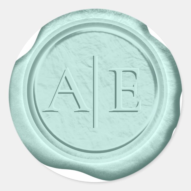 Faux Wax Wedding Initials Mint ID477 Classic Round Sticker (Front)