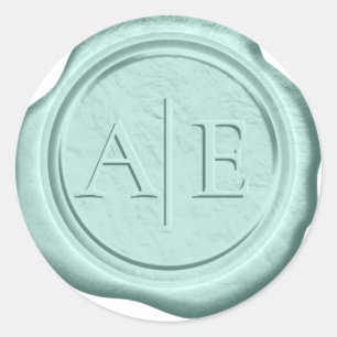 Faux Wax Wedding Initials Mint ID477 Classic Round Sticker