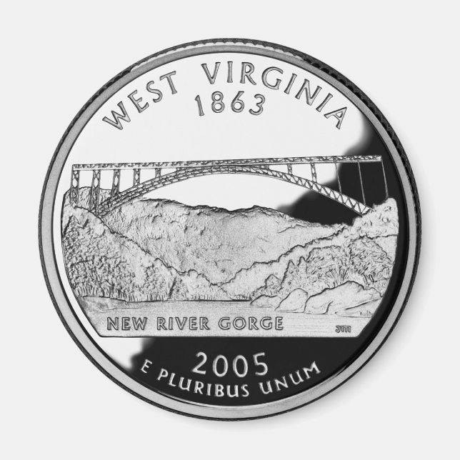 Faux West Virginia State Quarter Magnet (Front)