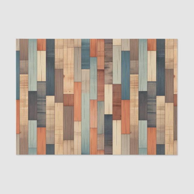 Faux Western wood tiled pattern Tissue Paper (Front)