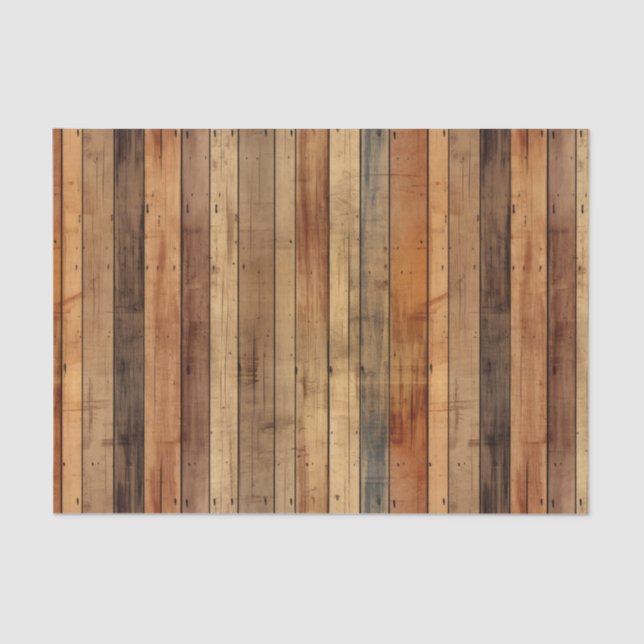 Faux Western wood tiled pattern Tissue Paper (Front)